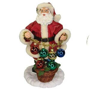 Possible Dreams‎ Santa Claus Holding Ornaments Fabric Clothtique Basket Vintage